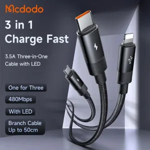 کابل تبدیل USB به MicoUSB/ USB-C / لایتنینگ مک دودو مدل CA-579 طول 1.2 متر