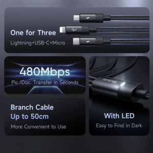 کابل تبدیل USB به MicoUSB/ USB-C / لایتنینگ مک دودو مدل CA-579 طول 1.2 متر
