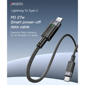 کابل تبدیل USB-C به لایتنینگ یسیدو مدل AUTO POWER OFF CA159 27W طول 1.2 متر