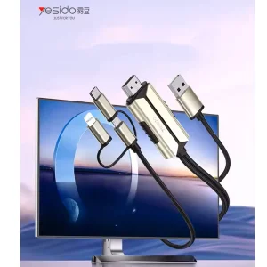 کابل تبدیل HDMI به لایتنینگ / microUSB/ USB-C یسیدو مدل HM14 طول 2 متر