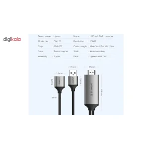 مبدل USB به HDMI یوگرین مدل CM151-FULL HD