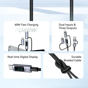 کابل تبدیل usb / usb-c به usb-c / micro usb / لایتنینگ یوسمز مدل sj736 طول 2 متر