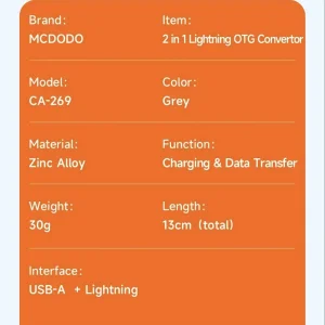 مبدل لایتنینگ به USB /USB-C مک دودو مدل CA-2690
