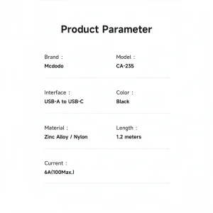 کابل تبدیل USB به USB-C مک دودو مدل CA-235 طول 1.2 متر