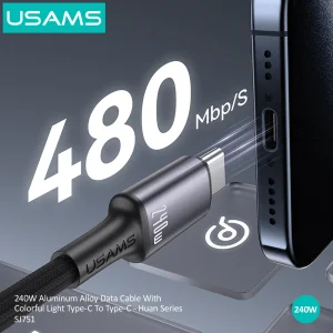 کابل تبدیل USB-C به USB-C یوسمز مدل SJ751-240W طول 1.2 متر