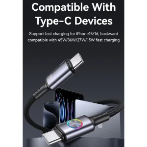 کابل تبدیل USB-C به USB-C یوسمز مدل SJ751-240W طول 1.2 متر