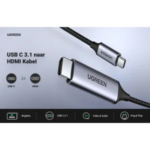 کابل تبدیل USB-C به HDMI یوگرین مدل MM142-50570 طول 1.5 متر