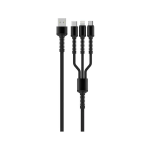 کابل تبدیل USB به microUSB/USB-C/لایتنینگ الدینیو مدل LC93 طول 1.2 متر