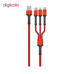 کابل تبدیل USB به microUSB/USB-C/لایتنینگ الدینیو مدل LC93 طول 1.2 متر