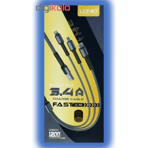 کابل تبدیل USB به microUSB/USB-C/لایتنینگ الدینیو مدل LC93 طول 1.2 متر