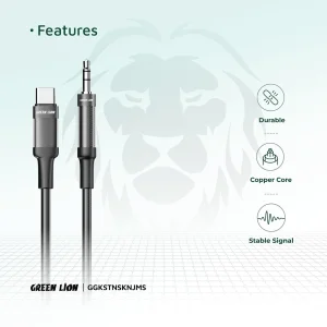 کابل تبدیل USB-C به AUX گرین لاین مدل braided طول ۱ متر