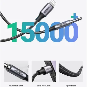 مبدل Lightning به جک 3.5mm یوگرین مدل US315-70509 طول 1 متر