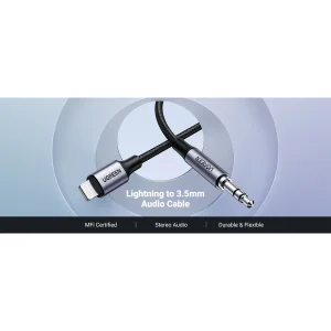 مبدل Lightning به جک 3.5mm یوگرین مدل US315-70509 طول 1 متر