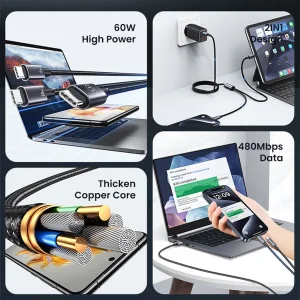 کابل تبدیل USB-C یوسمز مدل sj 740 طول 1.2متر