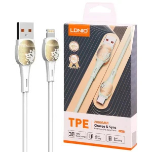 کابل تبدیل USB به لایتنینگ الدینیو مدل LS832 طول 2 متر