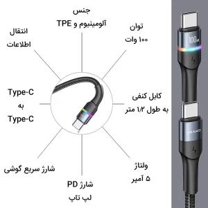 کابل تبدیل USB-C یوسمز مدل US-SJ537 طول 1.2 متر