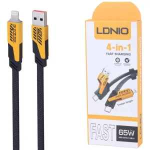 کابل تبدیل USB/USB-C به لایتنینگ/USB-C الدنیو مدل 4in1 طول 1 متر