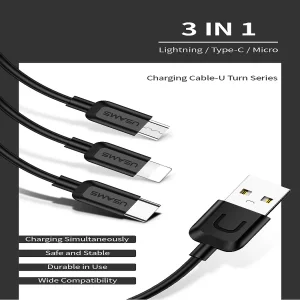 کابل تبدیل USB به microUSB /لایتنینگ/USB-C یوسمز مدل US-SJ324 طول 1 متر