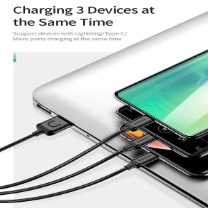 کابل تبدیل USB به microUSB /لایتنینگ/USB-C یوسمز مدل US-SJ324 طول 1 متر