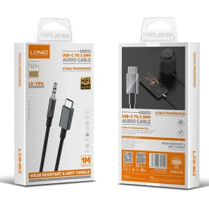 کابل تبدیل AUX 3.5mm به USB-C الدینیو مدل LS-Y81c طول 1 متر