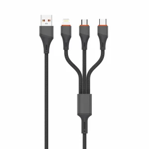 کابل تبدیل USB به USB-C / MICROUSB / لایتنینگ الدینیو مدل LC96u طول 1.2 متر