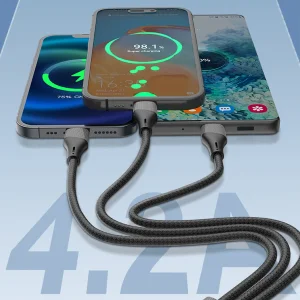 کابل تبدیل USB به USB-C / MICROUSB / لایتنینگ الدینیو مدل LC96u طول 1.2 متر