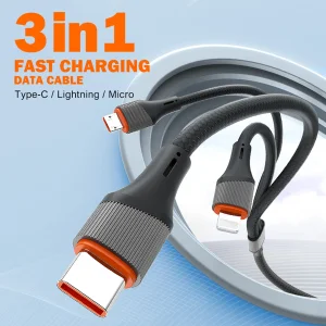کابل تبدیل USB به USB-C / MICROUSB / لایتنینگ الدینیو مدل LC96u طول 1.2 متر
