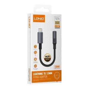 مبدل لایتنینگ به جک 3.5 میلیمتری الدینیو مدل LS-Y80i طول 0.13 متر