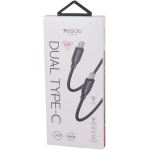 کابل USB-C یسیدو مدل CA175 DUAL TYYPE-C 100cm طول 1 متر