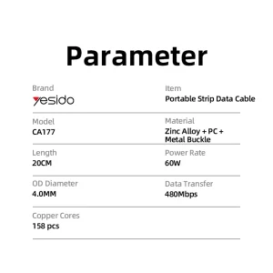 کابل USB-C یسیدو مدل KEYCHAIN CA177 طول 0.2 متر