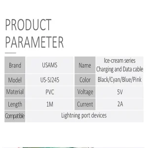 کابل تبدیل USB به لایتنینگ یوسمز مدل US-SJ245 طول 1 متر