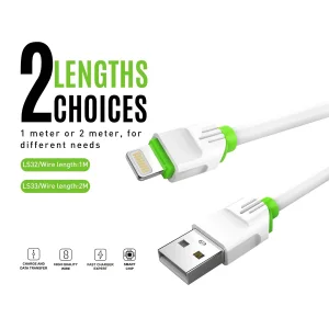 کابل تبدیل USB به لایتنینگ الدینیو مدل LS33 طول 2 متر