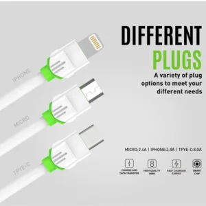 کابل تبدیل USB به لایتنینگ الدینیو مدل LS33 طول 2 متر