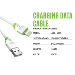 کابل تبدیل USB به لایتنینگ الدینیو مدل LS33 طول 2 متر