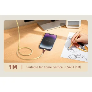 کابل تبدیل USB به لایتنینگ الدینیو مدل LS681 طول 1 متر