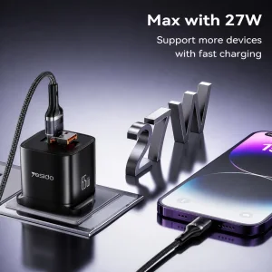کابل تبدیل یسیدو USB و USB-C به لایتنینگ مدل CA165L طول ۱.۲ متر