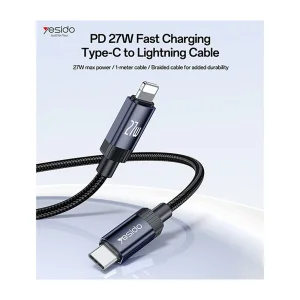 کابل تبدیل USB-C به لایتنینگ یسیدو مدل CA204 27W طول 1 متر