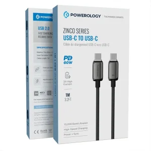 کابل USB-C پاورولوجی مدل PWDC60DGY طول 1 متر