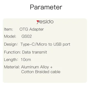 مبدل OTG microUSB/ USB-C به USB 3.0 یسیدو مدل GS02