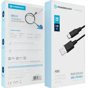کابل تبدیل USB به USB-C  پاورولوژی مدل PCAB015 طول 1.2 متر