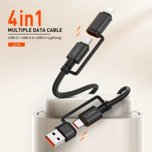 کابل تبدیل USB-C به لایتنینگ / USB الدینیو مدل Lc16 طول 1.2 متر
