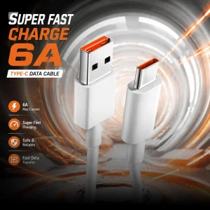 کابل تبدیل USB به USB-C الدینیو مدل SUPER FAST CHARGE 6A LD-TC6A طول 1 متر