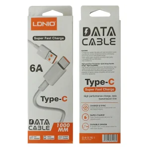 کابل تبدیل USB به USB-C الدینیو مدل SUPER FAST CHARGE 6A LD-TC6A طول 1 متر