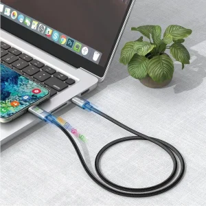 کابل  USB-C گرین لاین مدل LED Braided GNLEDTC2TCBK طول 1 متر
