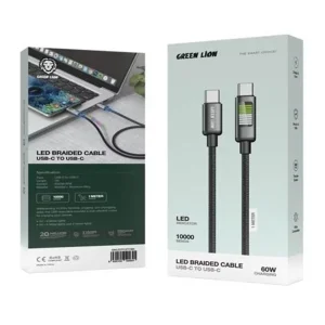 کابل  USB-C گرین لاین مدل LED Braided GNLEDTC2TCBK طول 1 متر