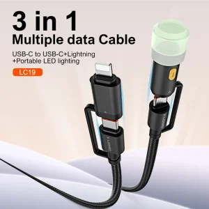 کابل تبدیل USB-C به لایتنینگ /USB-C الدینیو مدل LC19 طول 1.2 متر