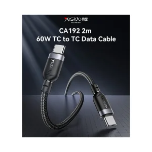 کابل USB-C یسیدو مدل DUAL TYPE-C CA192 60W طول 2 متر