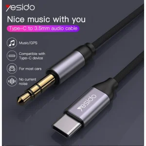 کابل تبدیل USB-C به AUX یسیدو مدل YAU-20 طول 1 متر