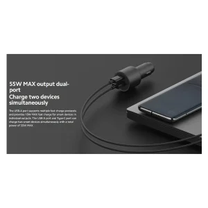 شارژر فندکی 67 وات دو پورت شیائومی مدل CC07ZM به همراه کابل شارژ USB-C به طول 1 متر