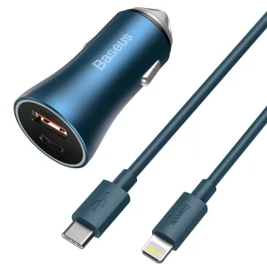 شارژر فندکی باسئوس مدل Golden Contactor به همراه کابل تبدیل USB-C